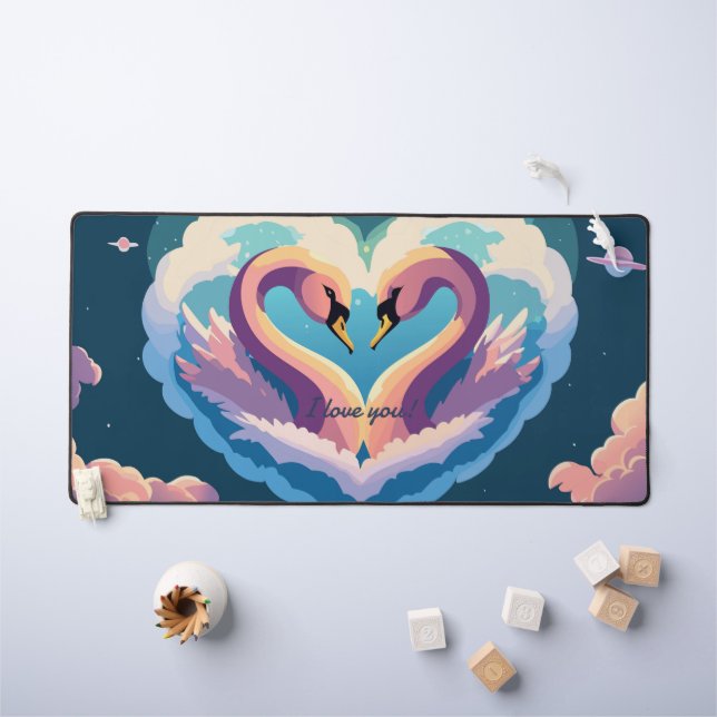 Swans In Love Desk Mat (Kids Table)