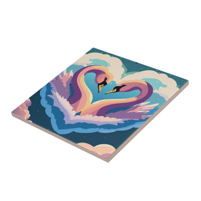 Swans In Love Tile (Side)