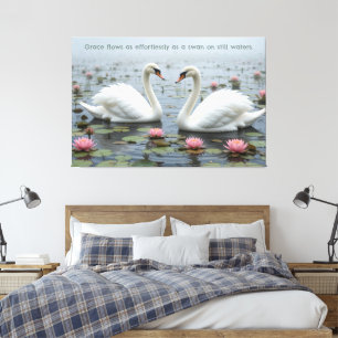 Swans in Morning Mist Nature Lover Canvas Print