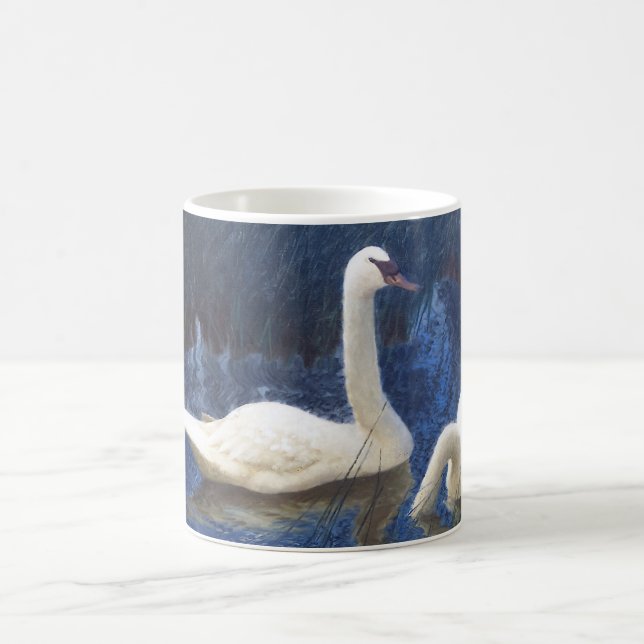 Swans in Reeds, Bruno Liljefors Coffee Mug (Center)