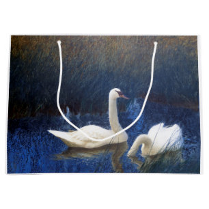 Swans in Reeds, Bruno Liljefors Large Gift Bag