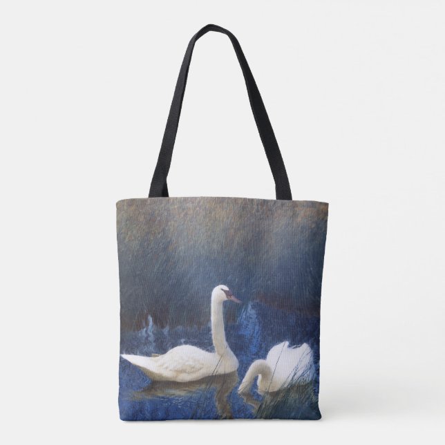 Swans in Reeds, Bruno Liljefors Tote Bag (Back)