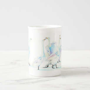 Swans in Snow Bone China Mug