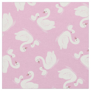 Swans Mama and Baby Cute Kids Fabric
