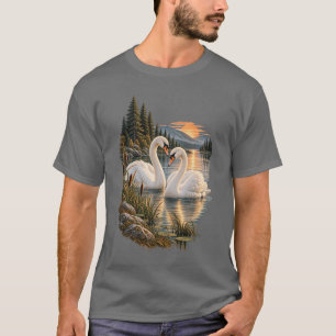 Swans Mountain Lake Sunset Wilderness T-Shirt