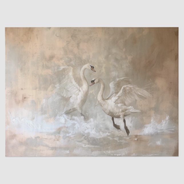 Swans - Oil Painting Style Tissue Paper (Front)