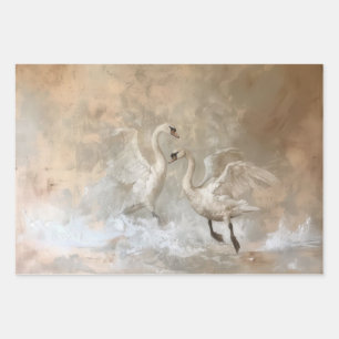 Swans - Oil Painting Style Wrapping Gift Paper