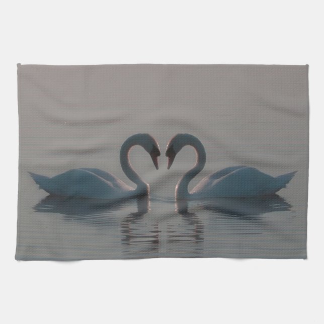  Swans on Lake Tea Towel (Horizontal)