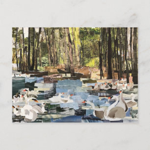 "Swans On The River" Cut Paper by Willowcatdesigns Postcard