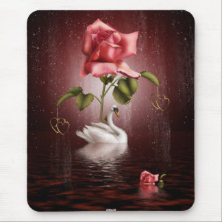 Swans Roses Hearts Scene 3A Mouse Mat