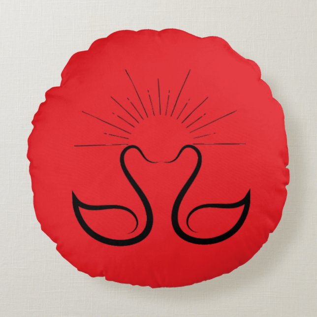 Swans Round Pillow (Front)