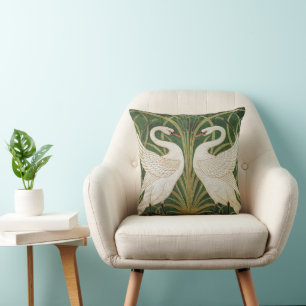 Swans Rush Iris Pattern Walter Crane Cushion