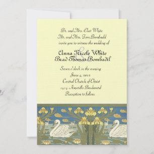 Swans Swimming Wedding Invitation