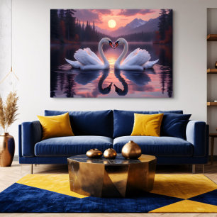 Swans under the Moon of Love Poster