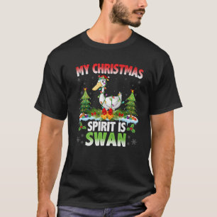 Swans Wearing Santa Hat My Christmas Spirit Is Swa T-Shirt