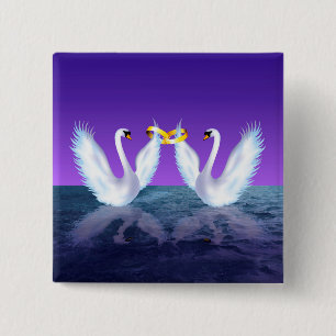 Swan's Wedding 15 Cm Square Badge