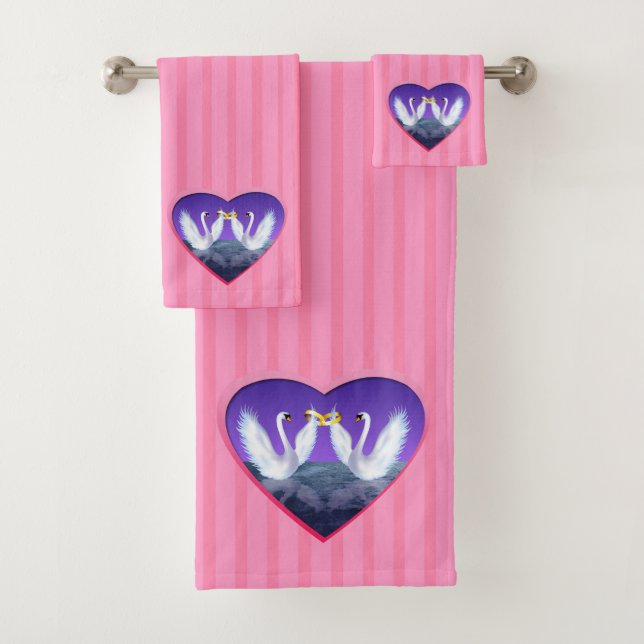 Swan's Wedding Bath Towel Set (Insitu)