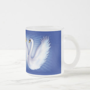 Swan's Wedding Frosted Glass Coffee Mug