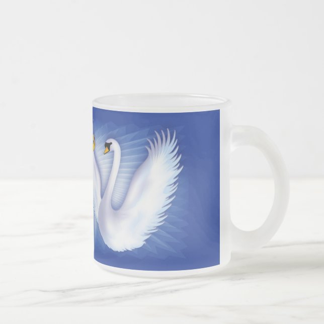 Swan's Wedding Frosted Glass Coffee Mug (Right)