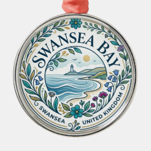 Swansea Bay United Kingdom Metal Tree Decoration