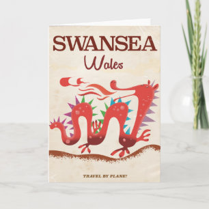 Swansea Wales Dragon poster Holiday Card