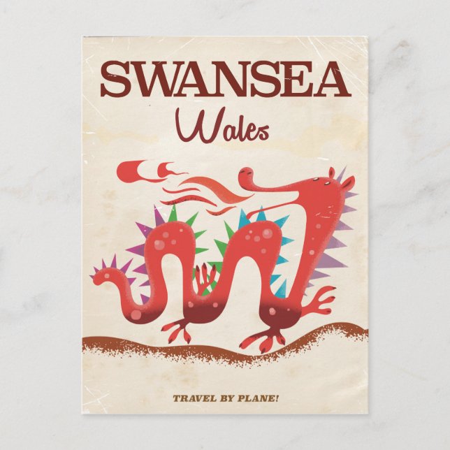 Swansea Wales Dragon poster Postcard (Front)