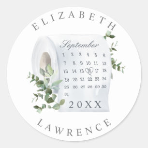 Swap the Date Foliage Toilet Paper Roll Calendar Classic Round Sticker