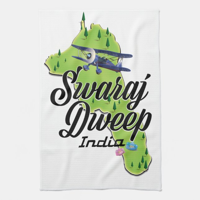 Swaraj Dweep India map Tea Towel (Vertical)
