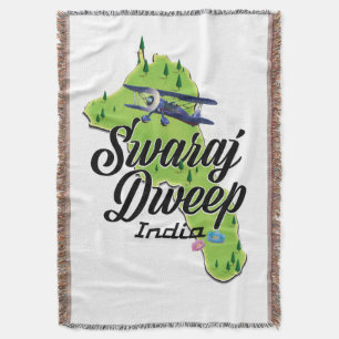 Swaraj Dweep India map Throw Blanket