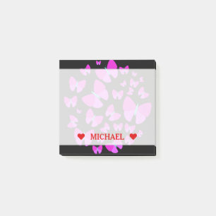 Swarm of Artistic Butterflies & Custom Name Note