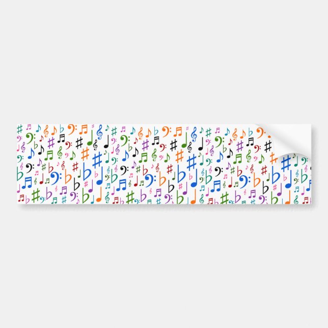 Swarm of Musical Notes & Symbols Bumper Sticker (Front)