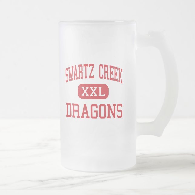 Swartz Creek - Dragons - High - Swartz Creek Frosted Glass Beer Mug (Right)