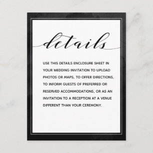 Swash Calligraphy Black Details Enclosure Sheet Card