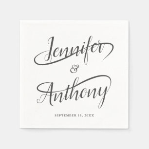 Swash Calligraphy Fancy Handwritten Wedding Napkin