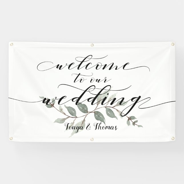 Swash Font Calligraphy Welcome To Our Wedding Banner (Horizontal)