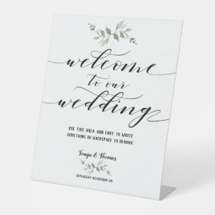 Swash Font Calligraphy Welcome To Our Wedding Pedestal Sign