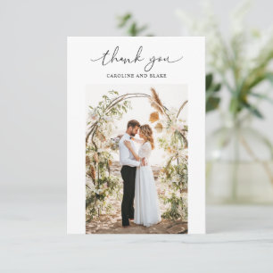 Swash Script Wedding Thank You Photo Card