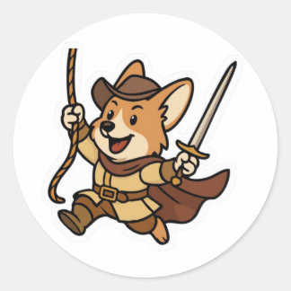 Swashbuckler Corgi – Sword & Style Sticker