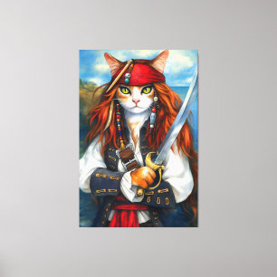 Swashbuckler Pirate Cat   Fantasy Character Art Canvas Print