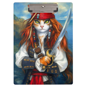 Swashbuckler Pirate Cat   Fantasy Character Art Clipboard