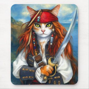 Swashbuckler Pirate Cat   Fantasy Character Art Mouse Mat
