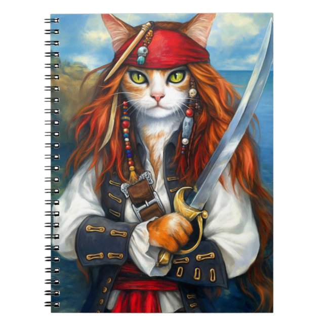 Swashbuckler Pirate Cat | Fantasy Character Art Notebook (Front)