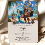 Swashbuckling Pirates & Mermaids Birthday Bash Invitation<br><div class="desc">Arrr, ye fine Mums 'n' Dads of Future Sea-Legged Scallywags! 🏴‍☠️🧜‍♀️ Prepare fer the grandest adventure of yer youngin's lifetime with these enchanted Pirate & Mermaid Birthday Invitations! Painted in vivid hues, this invite features dashing pirates, a mesmerizin' mermaid, and chatty parrots all gatherin' on a treasure-laden shore. Perfect fer...</div>