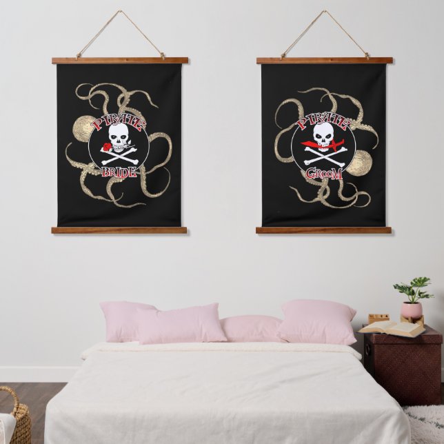 Swashbuckling Set Pirate Bride and Pirate Groom Hanging Tapestry (Bedroom)