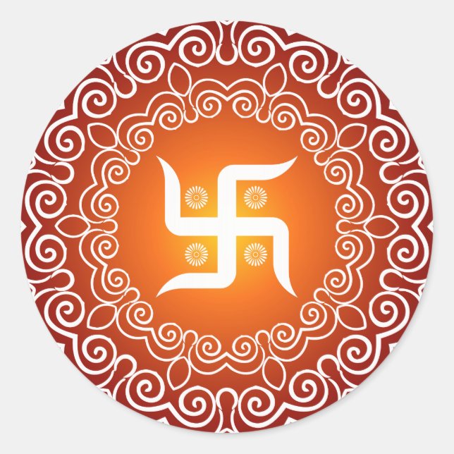 Swastika Decorative Design Classic Round Sticker (Front)