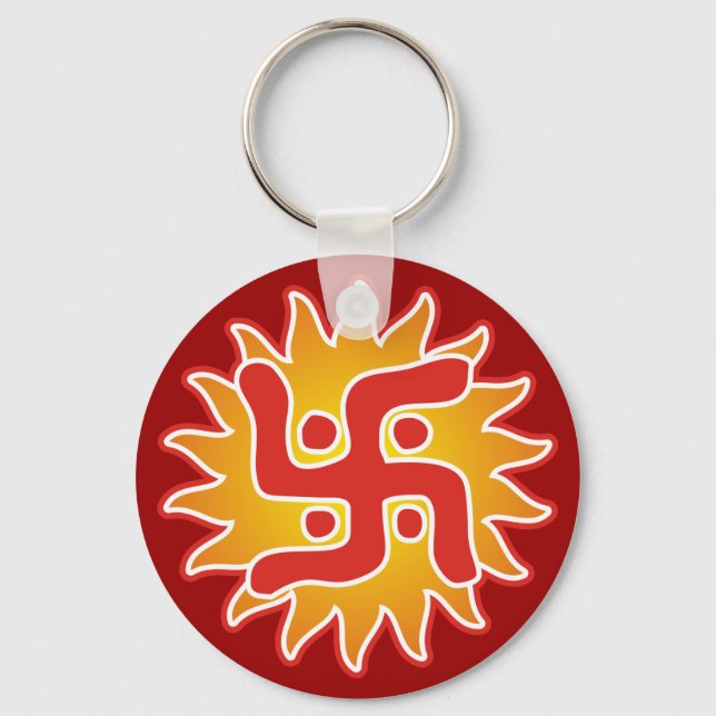 Swastika : Indian Traditional Symbol Key Ring (Front)
