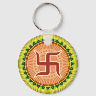 Swastika with Traditional Indian style Mandana Key Ring