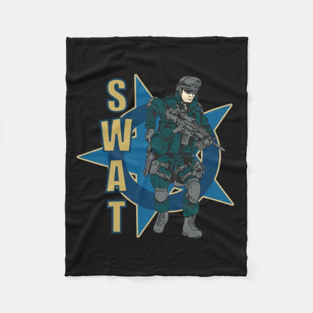 SWAT Police Officer Fleece Blanket (Front)