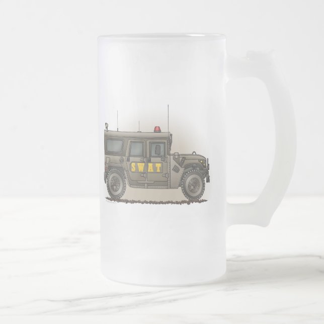 SWAT Team Hummer Frosted Glass Mug (Right)