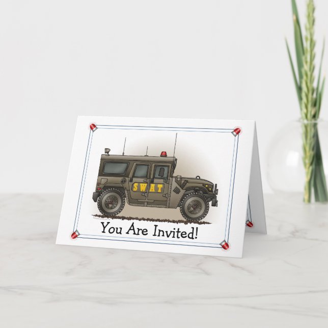 SWAT Team Hummer Party Invitation (Front)